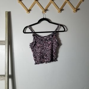 PINK ROSE WOMEN'S FLORAL CROP TOP SIZE MEDIUM